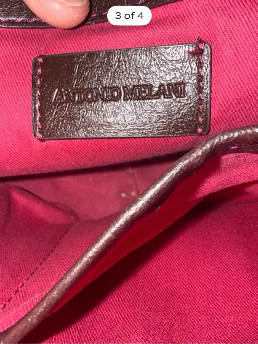 Antonio Melani dual top-handle pebbled leather satchel tote